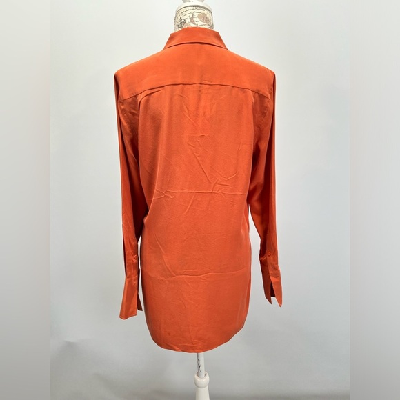 REISS Orange EDEN 💯 Silk long‎ sleeve button down shirt size 4 - Picture 10 of 16
